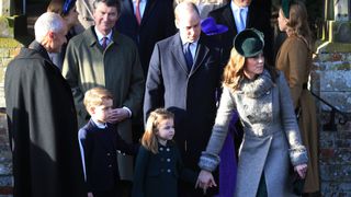Prince William, Princess of Wales, Prince George and Princess Charlotte attend the Christmas Day Church service in 2019
