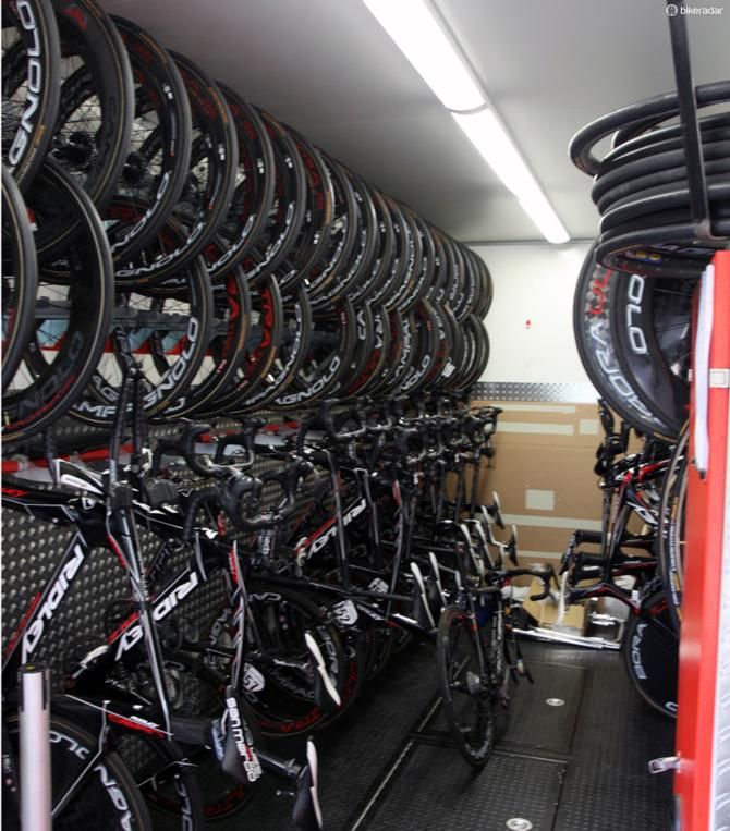 Lotto-Belisol says this truck can hold nearly fifty bikes, plus wheels and other gear