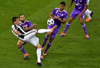 Mario Mandzukic scores for Juventus against Real Madrid in the 2017 Champions League final in Cardiff.