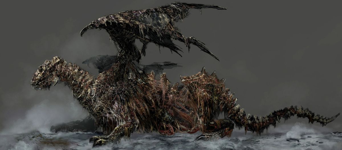 Dark Souls&#039; Undead Dragon concept art