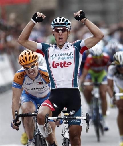 Philippe Gilbert (Omega Pharma - Lotto) powered to victory on stage 19, his second stage win of the Vuelta.
