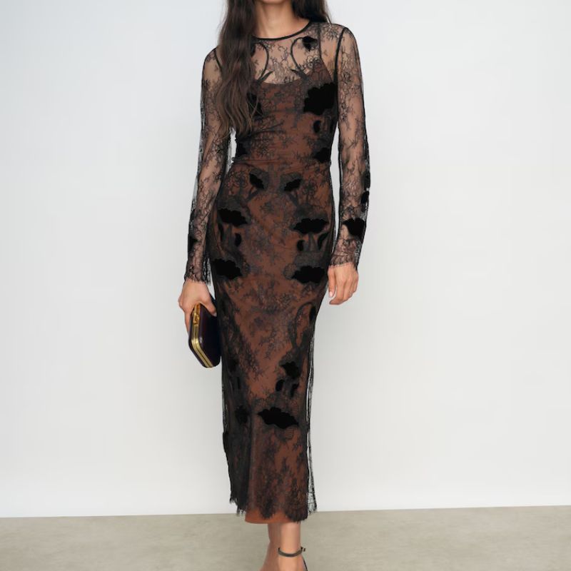 Reiss , Lulu Lace Overlay Midi Dress