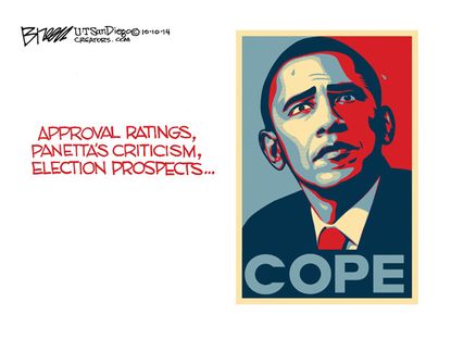 Obama cartoon approval rating Panetta election