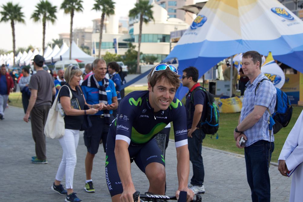 Alex Dowsett makes his way to the start