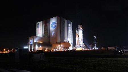 NASA begins rolling its Artemis 2 moon rocket out to the launch pad from Kennedy Space Center's Vehicle Assembly Building.