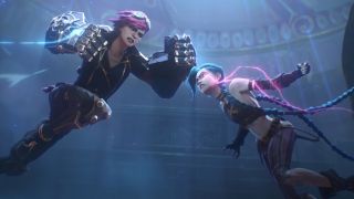 Vi and Jinx prepare to throw punches at each other in Arcane season 2 episode 3