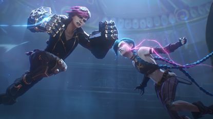 Vi and Jinx prepare to throw punches at each other in Arcane season 2 episode 3