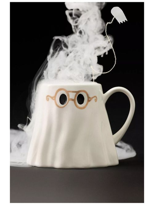 The Mud Fairy Stoneware 24k Gold Accent Ghost Mug