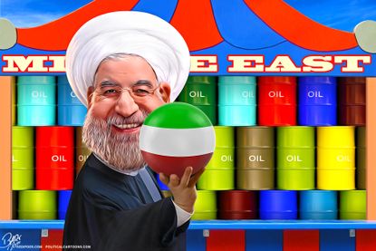 Political Cartoon World Iran Rouhani Saudi Arabia Oil drone attack