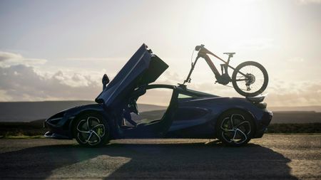 McLaren Bikes e-bike frame on roof of McLaren car