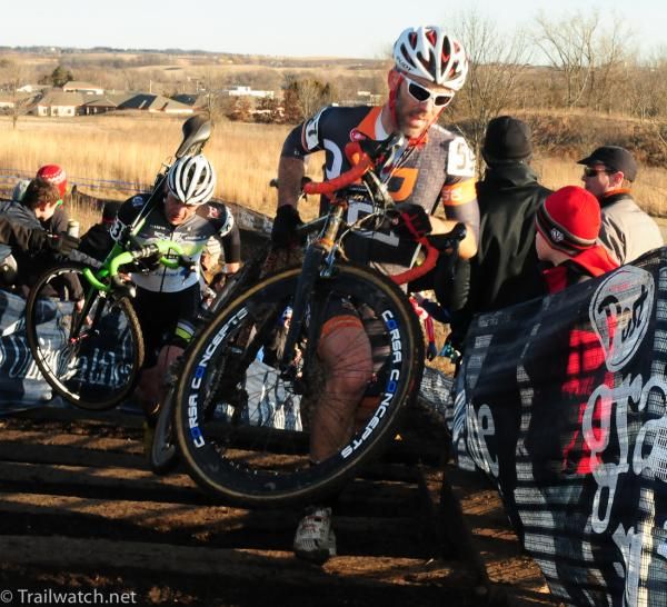Racers on the back stairs during the 35-39 race