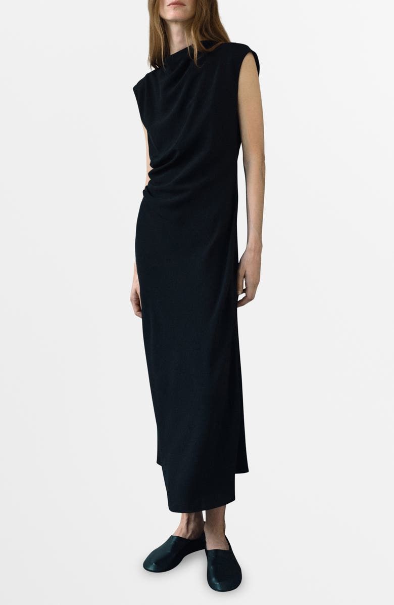 Ruched Sleeveless Midi Dress