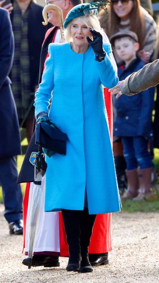 Queen Camilla attends the New Year's Eve Mattins service