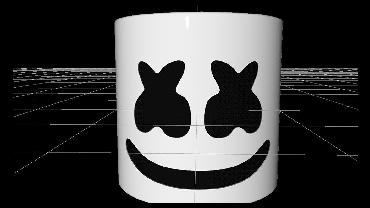 Graphic showing Marshmello&#039;s helmet