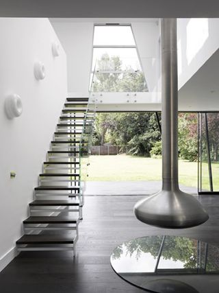 A dramatic floating staircase