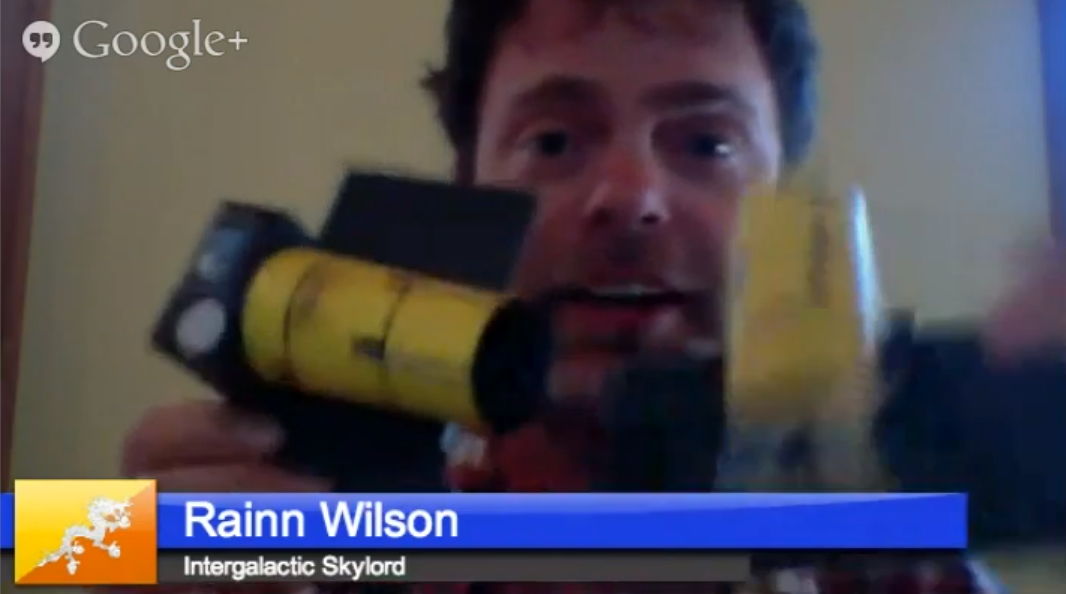 Rainn Wilson Holds ARKYD Telescope Model