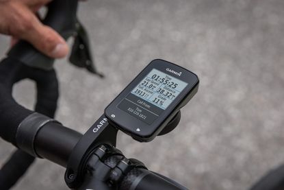 Garmin Edge cycling computer mounted on an out-front mount