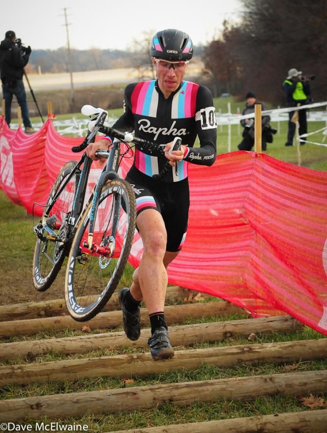 Jeremy Powers (Rapha Focus) just before being caught by the Berden/Driscoll group