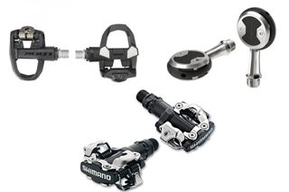 One of the best bike accessories are pedals in this image there three pairs, from right clockwise are the Look Keo Classic 3 Plus, Wahoo Speedplay Zero and Shimano’s PD-M520 pedals