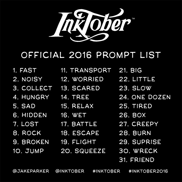 The full list of Inktober 2016 prompts