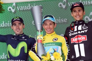 The final podium of the 2016 Tour de Suisse. Photo: Graham Watson