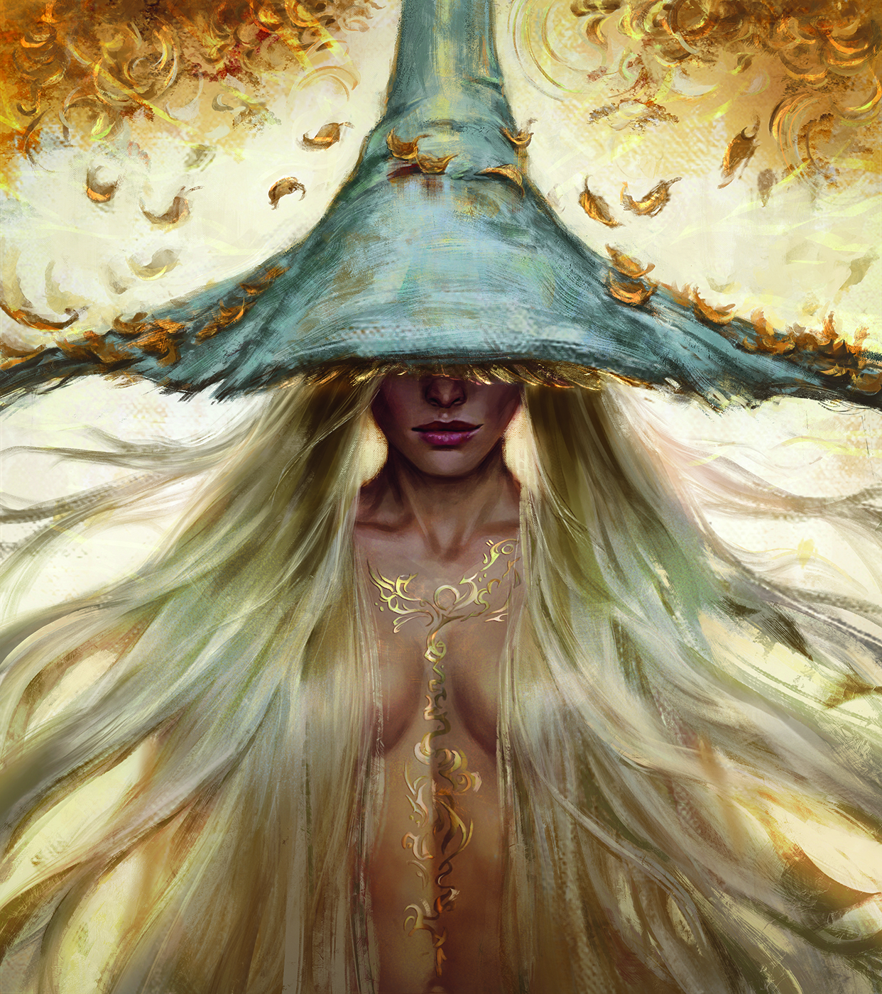 Artist portrait; a witch with blonde hair