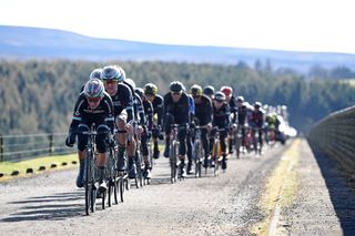 Liam Holohan leads the peloton