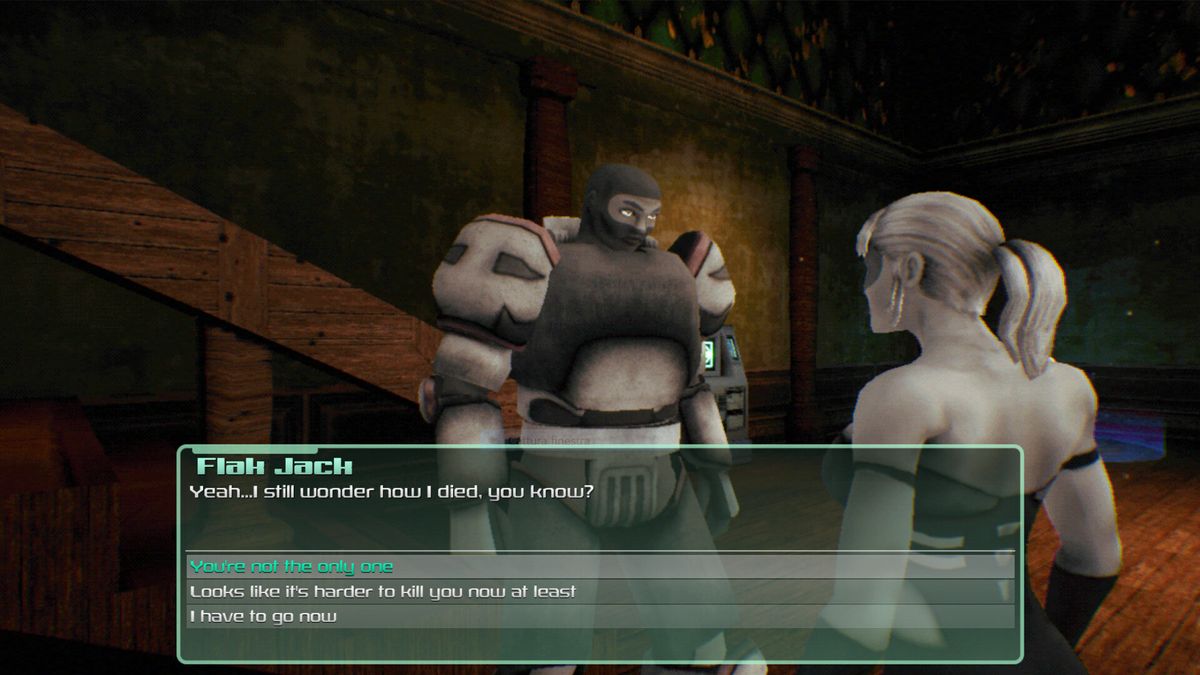 Dialogue screen with Flak Jack in Ghostware