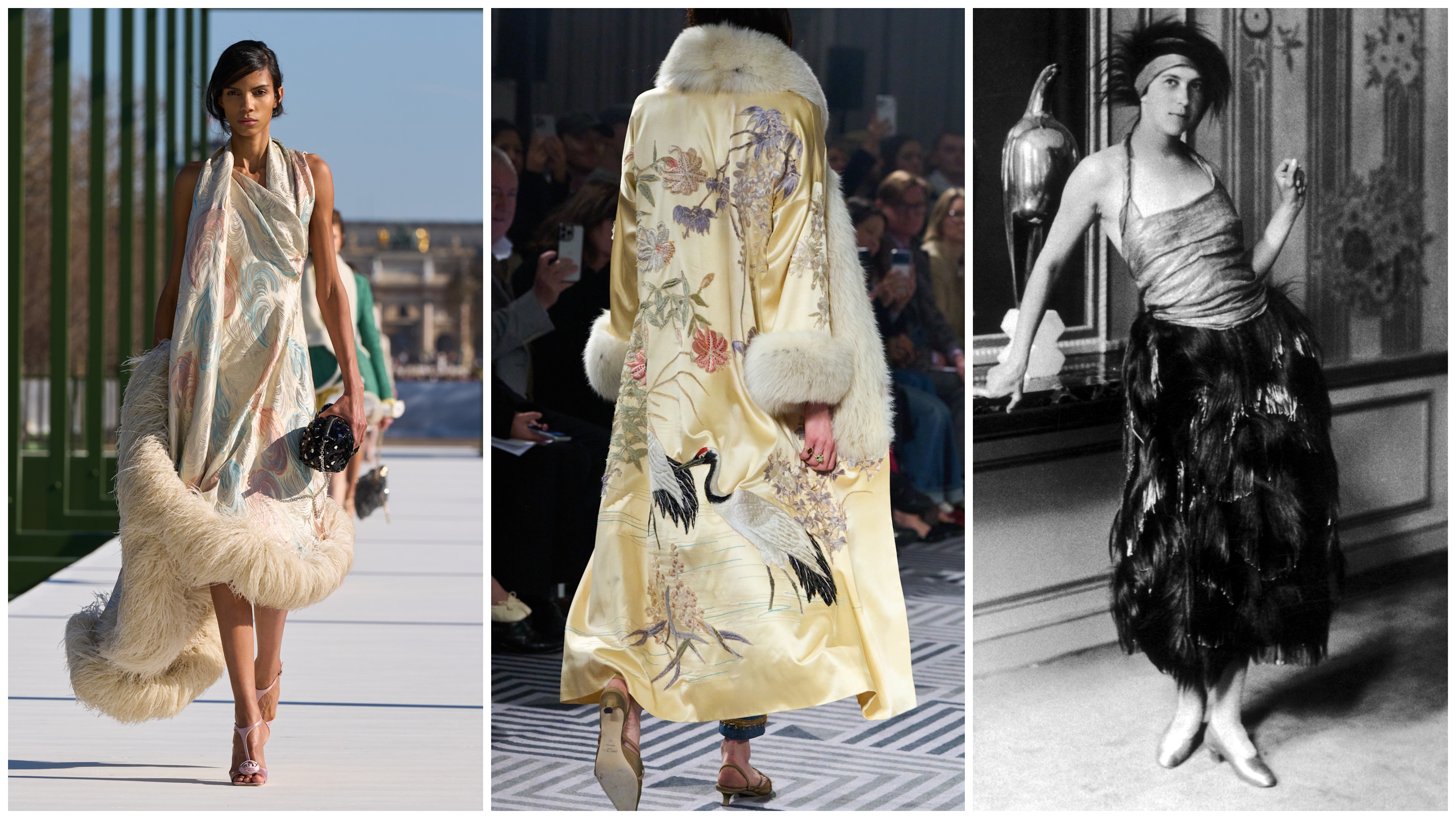 collage of poiret-inspired styles on the runways 
