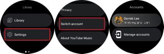 Swithcing YouTube Music account on Wear OS