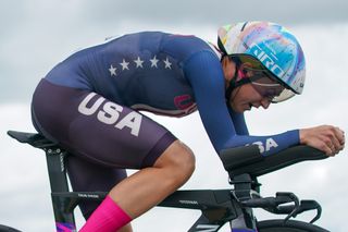 Picture by Zac Williams/SWpix.com - 10/08/2023 - Road Cycling - 2023 UCI Cycling World Championships - Stirling, Scotland - Womenâ€™s Elite Time Trial - Chloe Dygert of The USA competing in the Women's Elite Time Trial