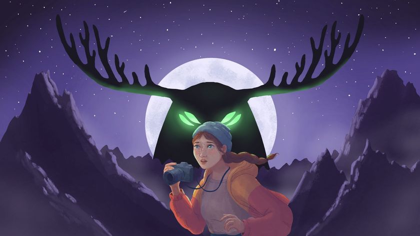 A young woman with a camera is loomed at by a cryptid