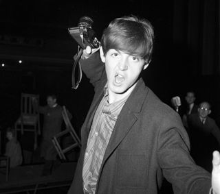 Paul McCartney with his Pentax Spotmatic. Southend-on-Sea, 1963