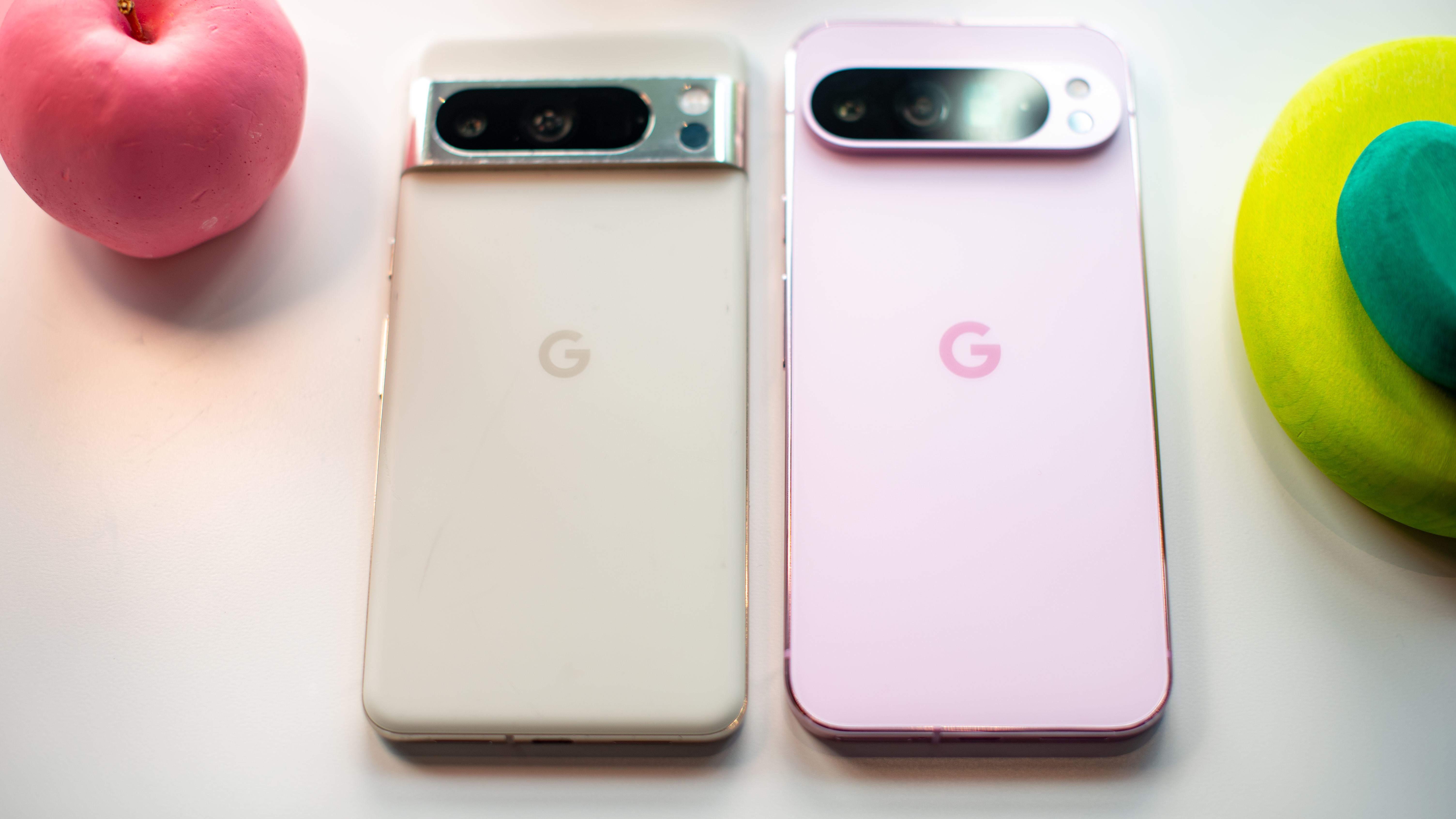 The older Pixel 8 Pro next to the Pixel 9 Pro