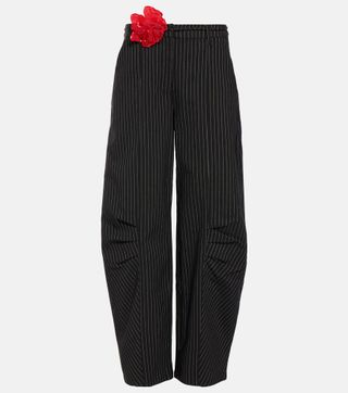 Pinstripe Wide-Leg Pants