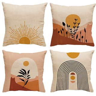 Outdoor cushion covers with images of sunrise on