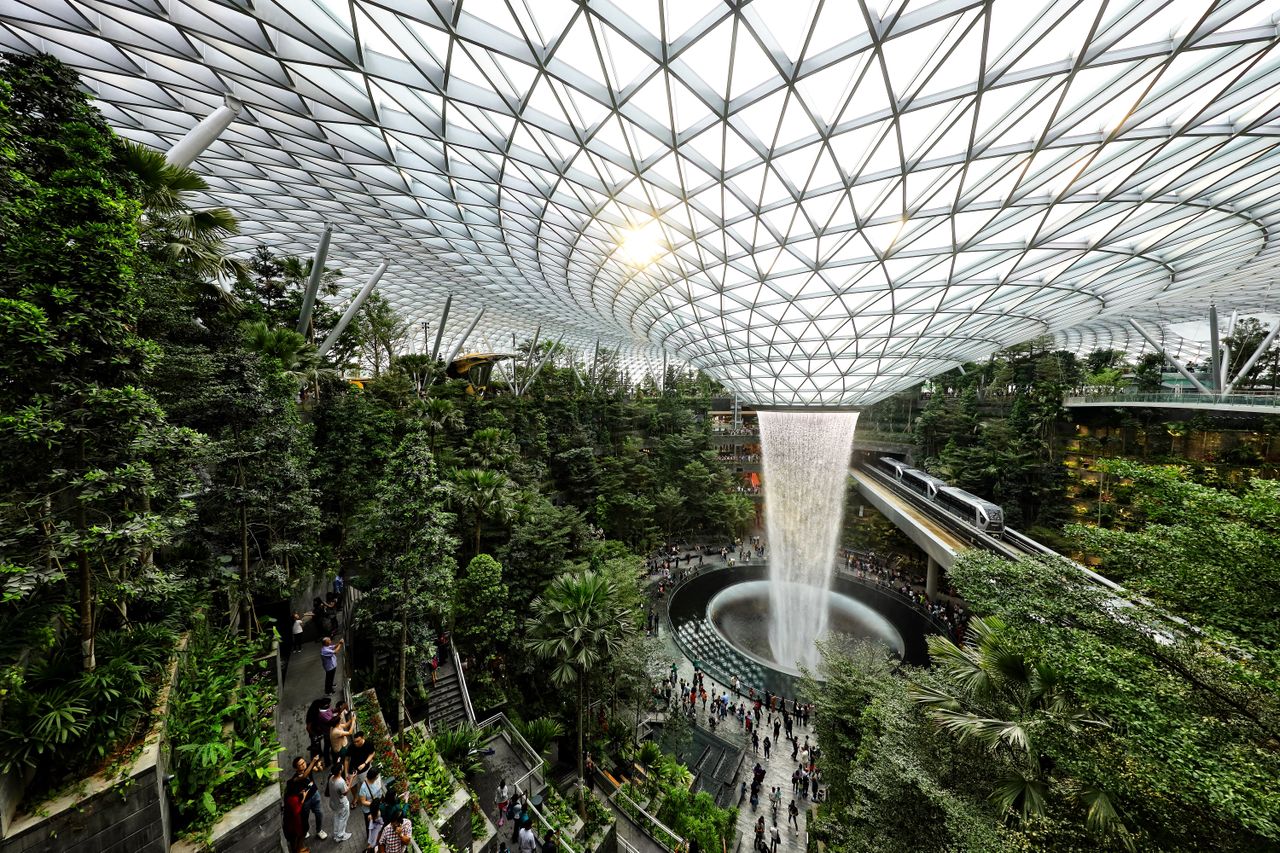 The waterfall at Singapore&amp;#039;s Changi Airport.