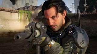 Trailer screenshot of a soldier preparing to fire in Call of Duty: Black Ops 7