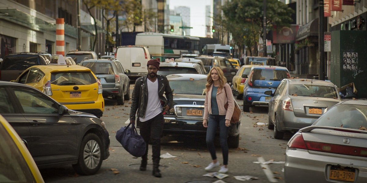 Larry Underwood (Jovan Adepo) and Rita Blakemoor (Heather Graham) in The Stand