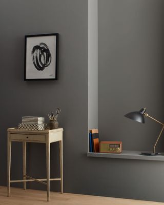 a space painted in a dark grey