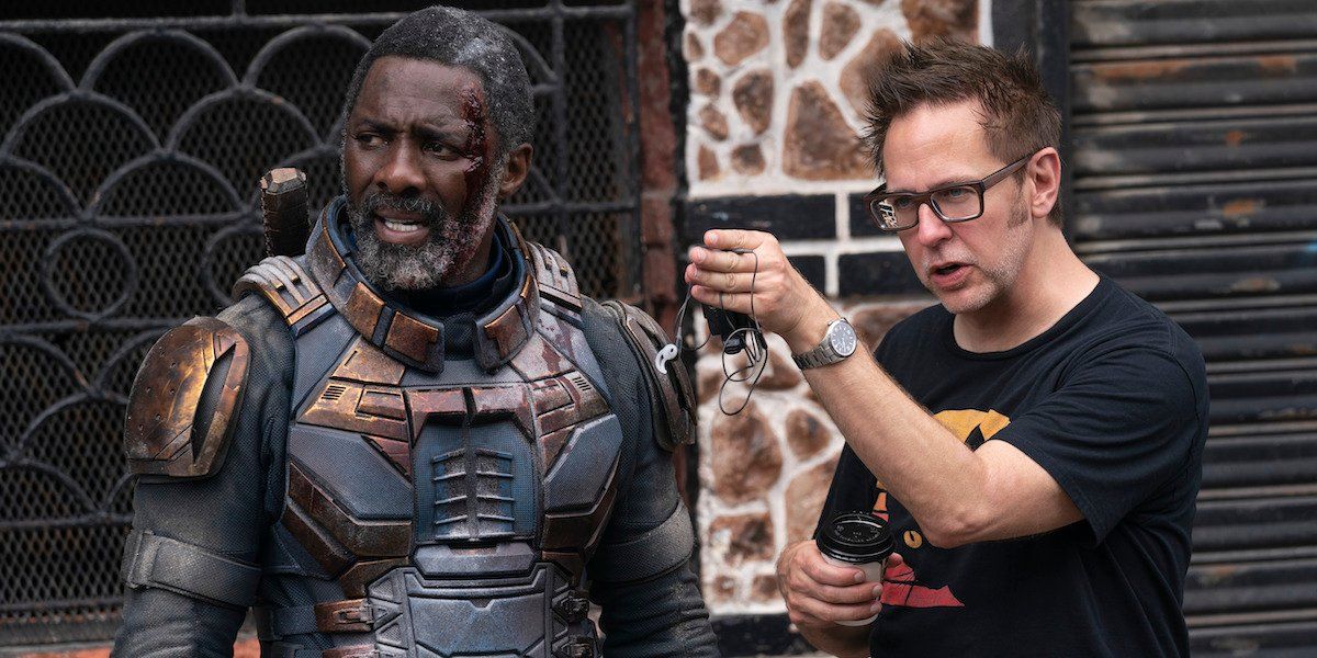 Idris Elba and James Gunn on the set of The Suicide Squad