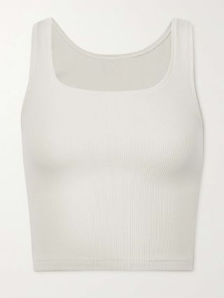 Ribbed Cotton-Blend Jersey Tank - Bone