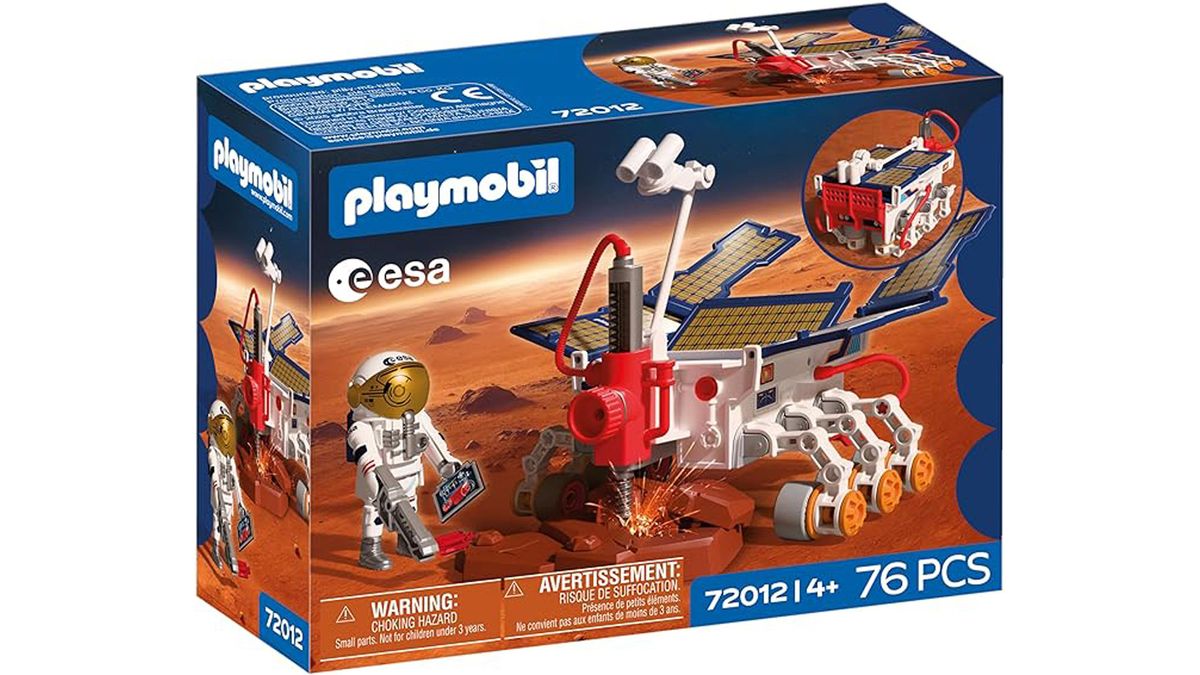 Producto de un set espacial de Playmobil colocado delante de un fondo blanco.