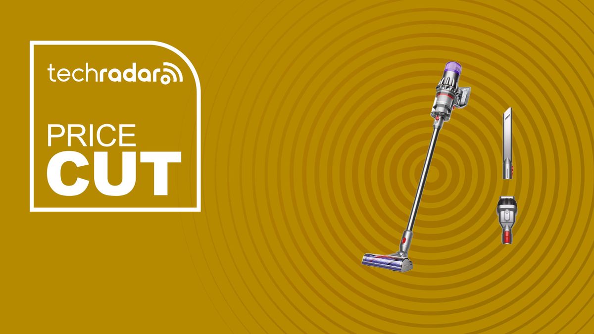 The Dyson Digital Slim on a yellow background.