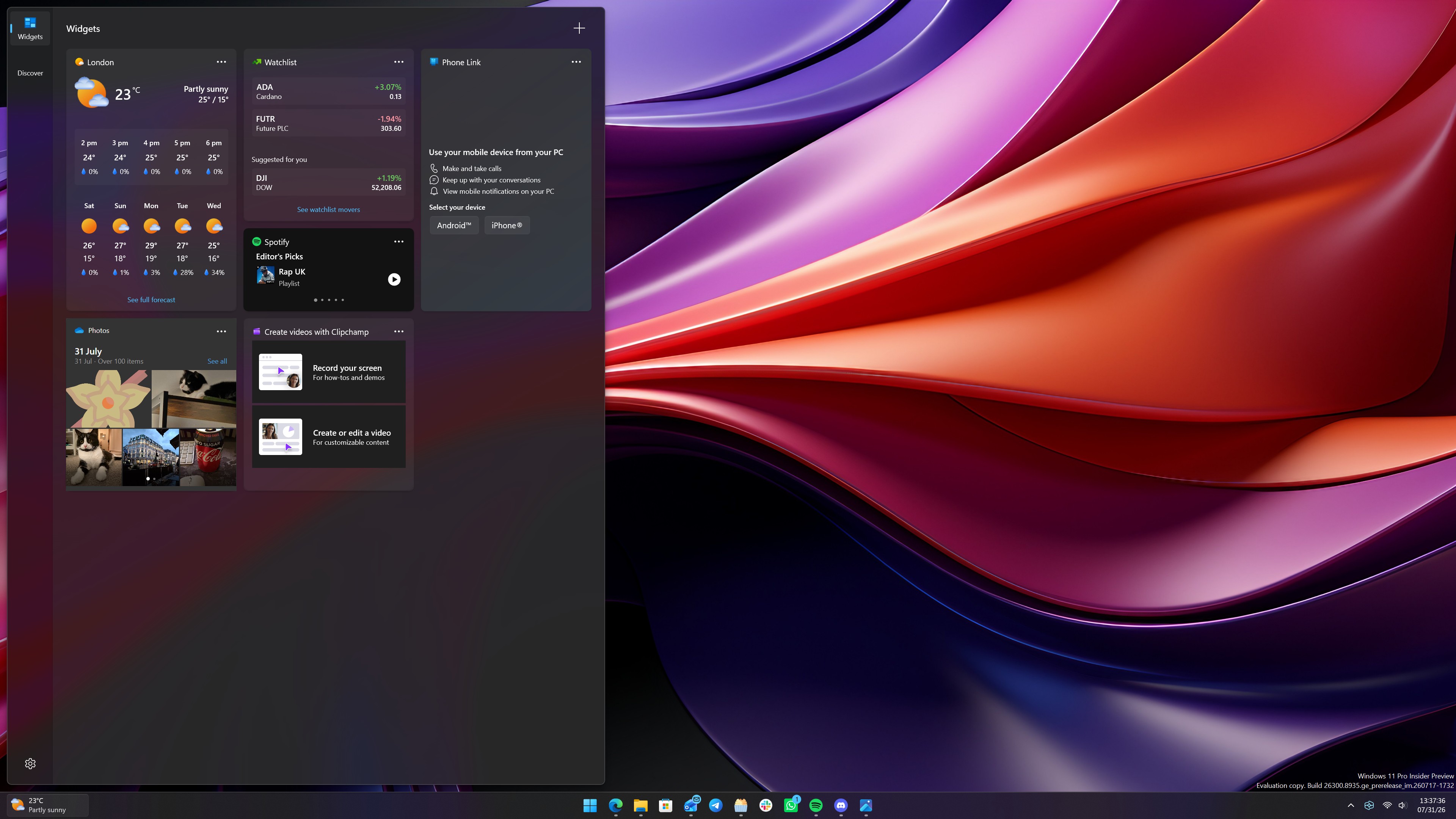 Widgets on Windows 11