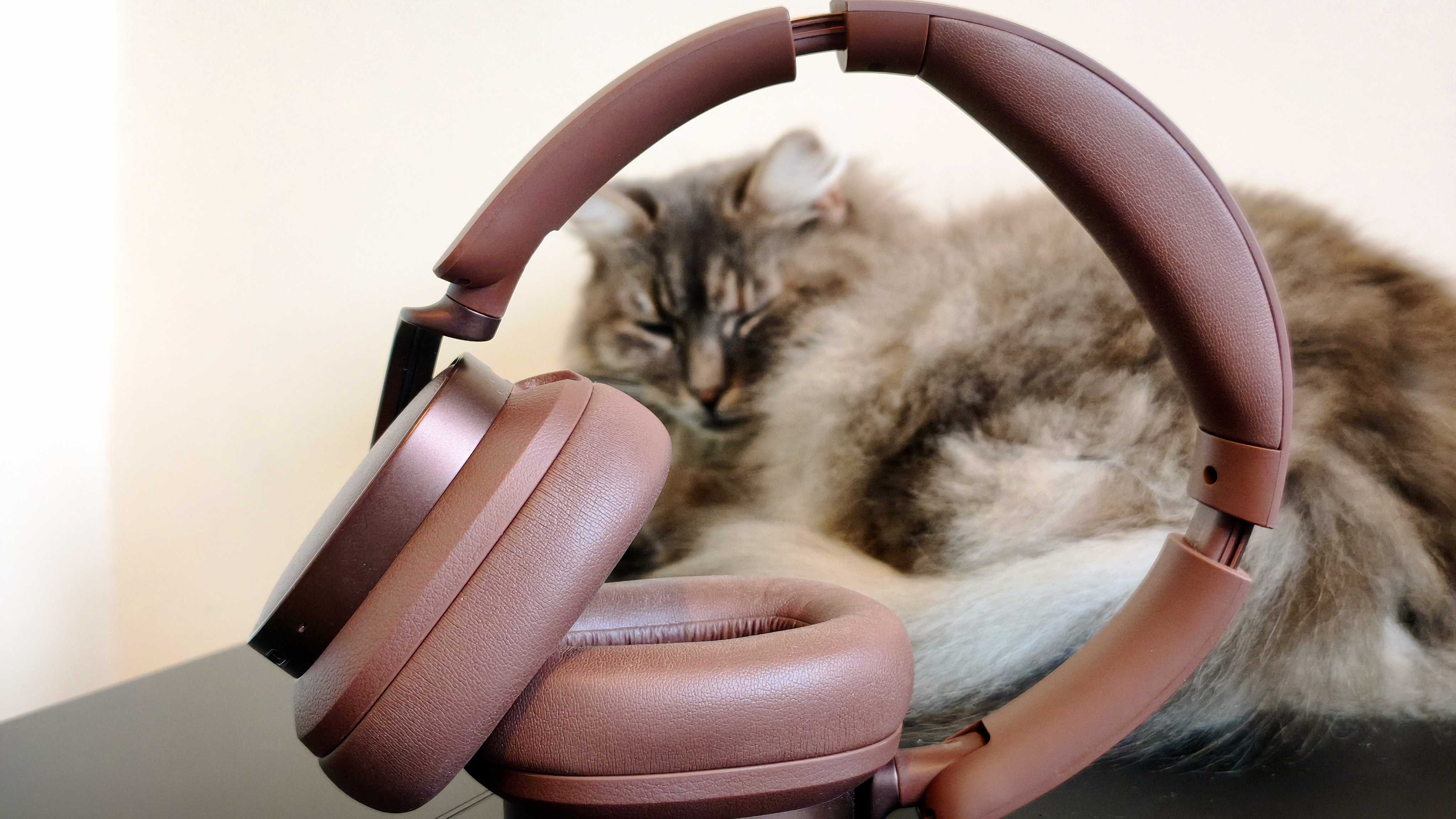 Brown Edifier ES850NB headphones on a desk