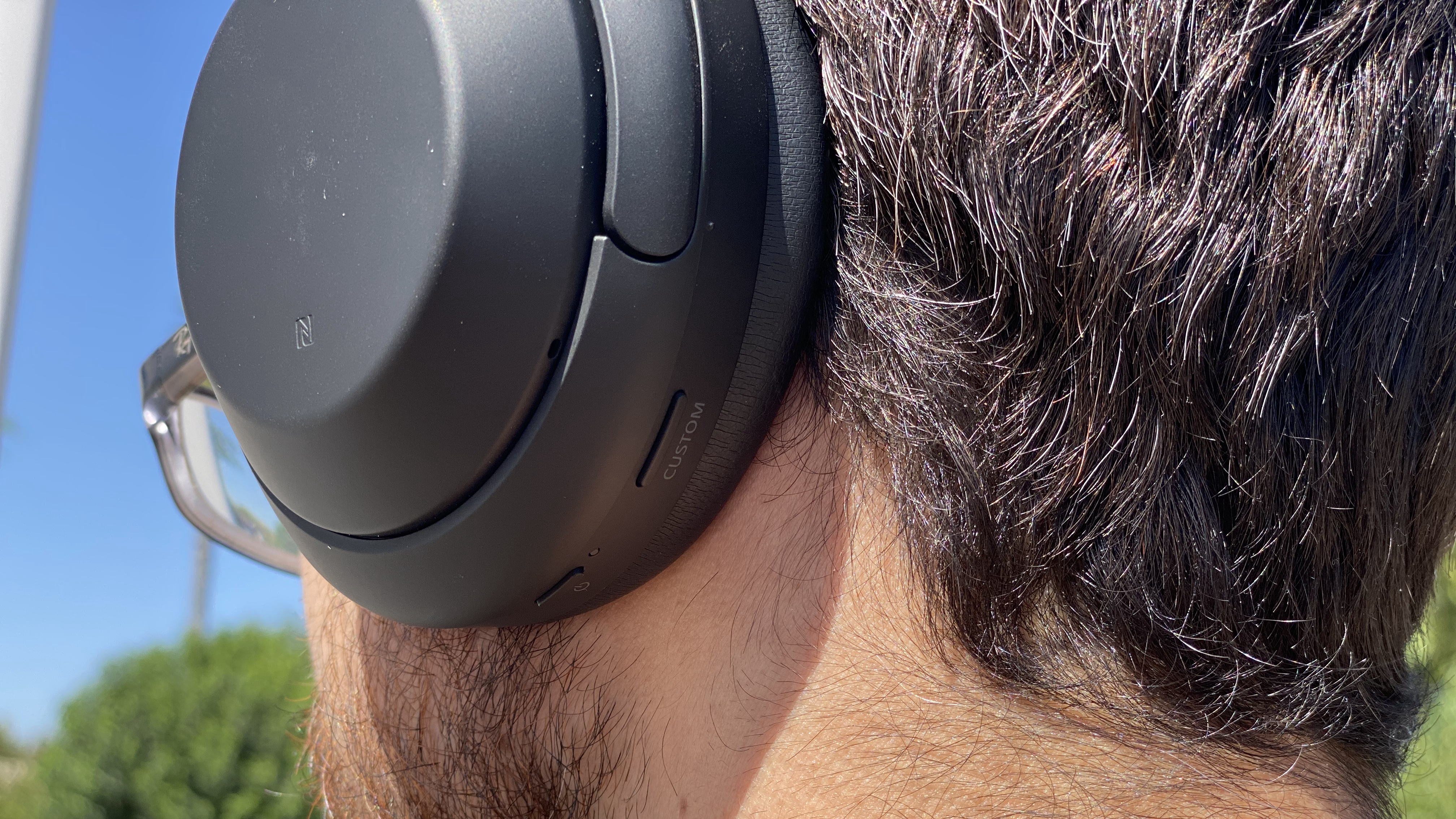 a closeup of the Sony WH-1000XM4 earcup
