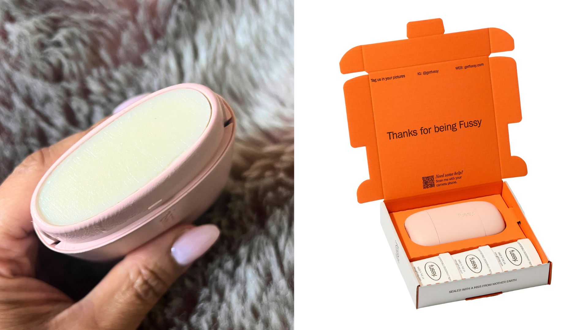 Fussy Blush Scent Pack next to open balm