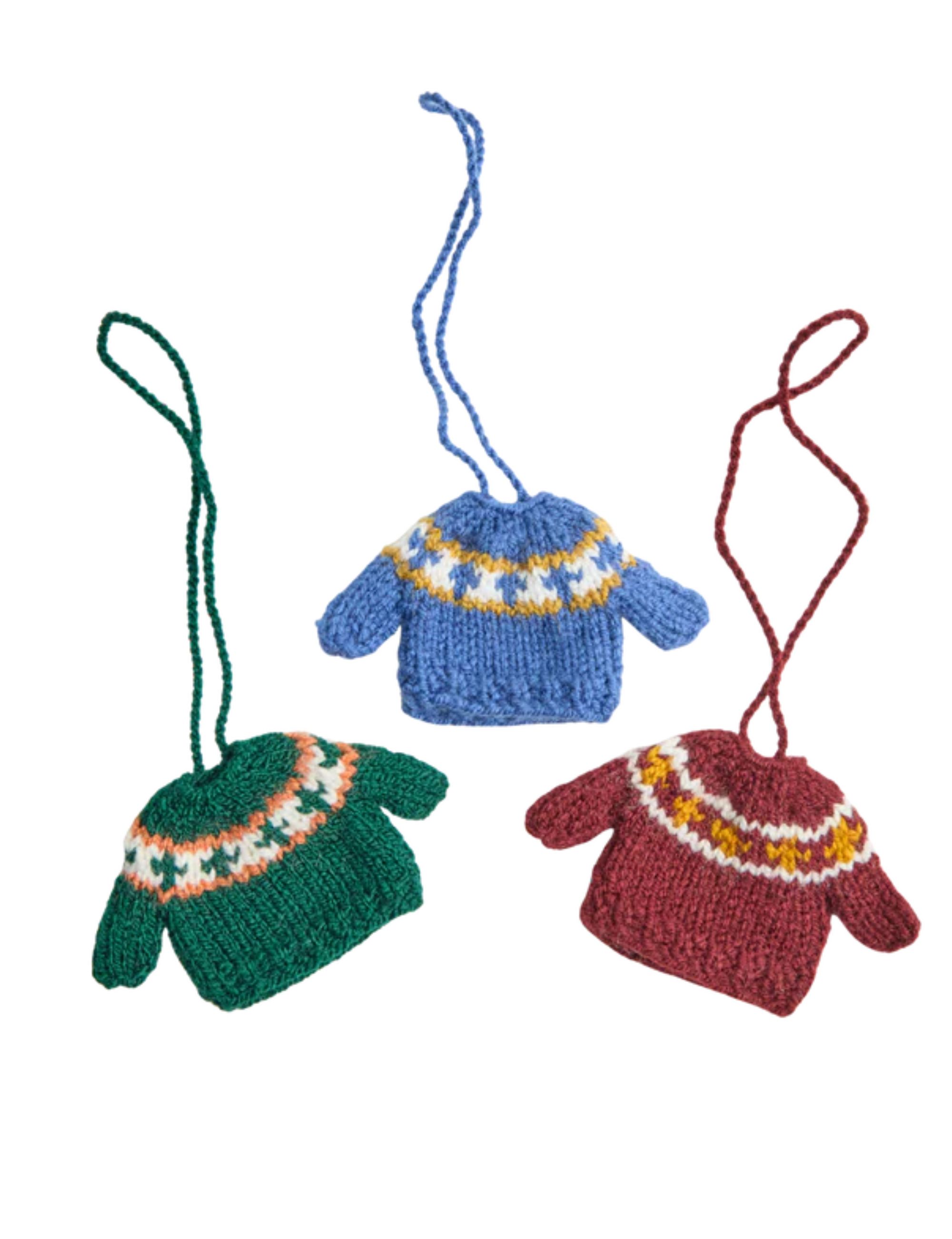 Mini Sweater Ornament Trio