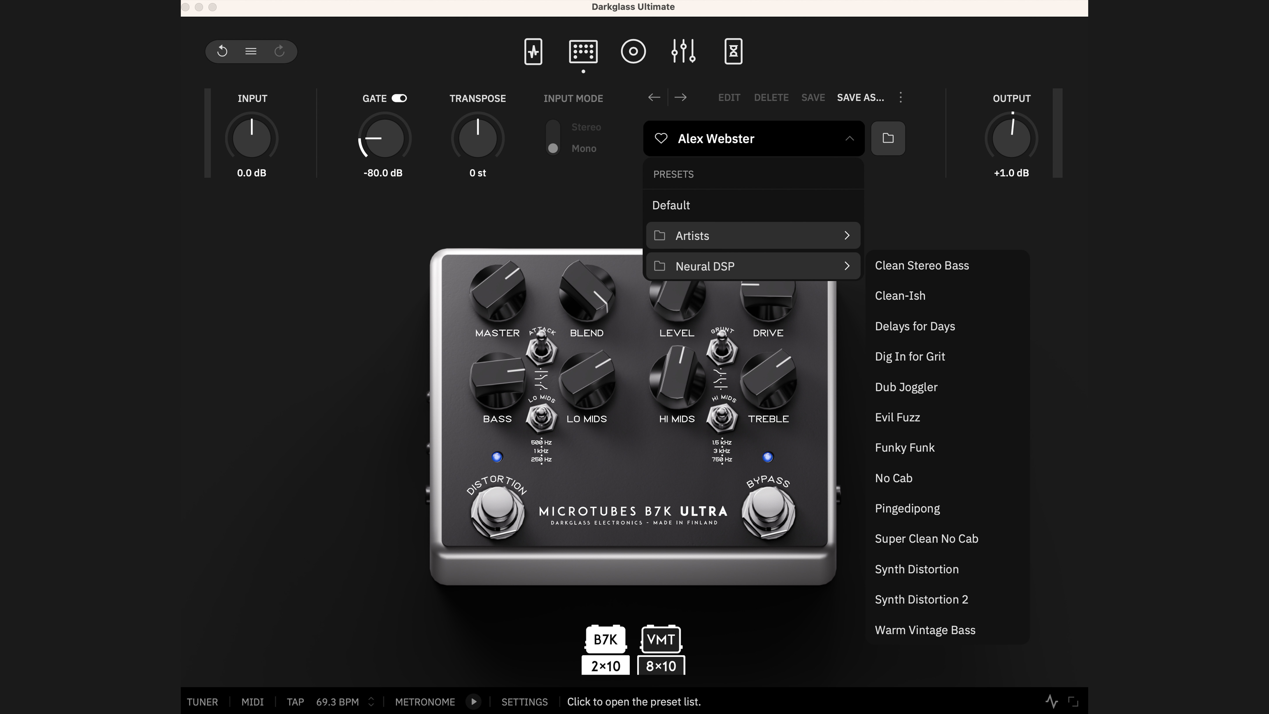 Neural DSP Darkglass plugin screenshots
